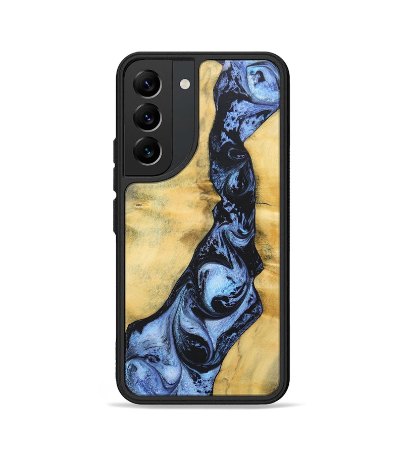Galaxy S22 Wood+Resin Phone Case - Rose (Blue, 688489)