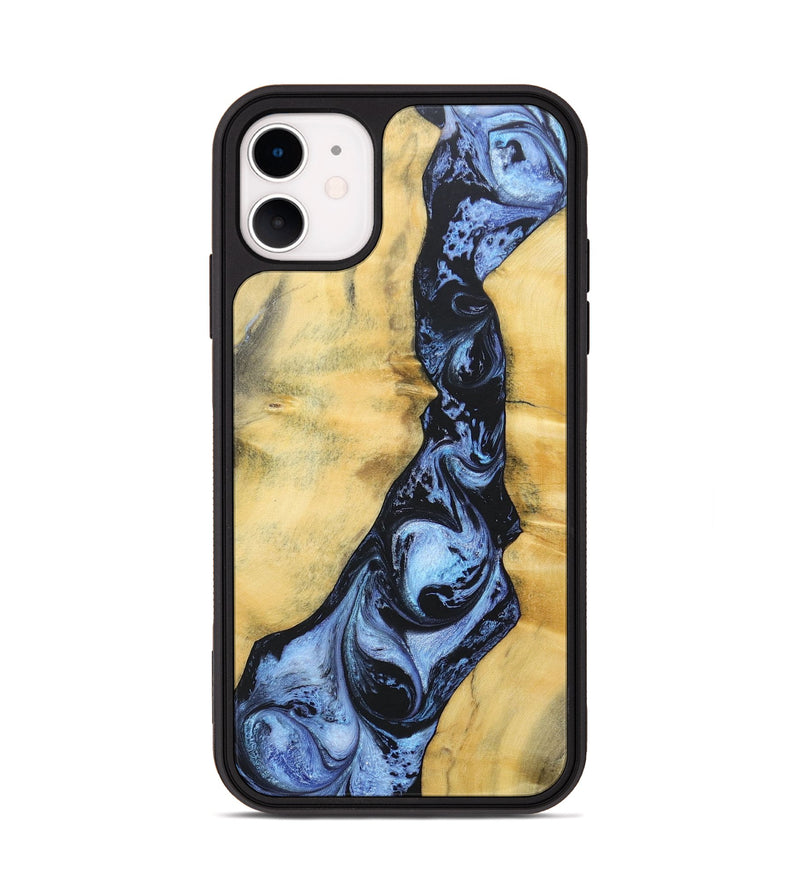 iPhone 11 Wood+Resin Phone Case - Rose (Blue, 688489)