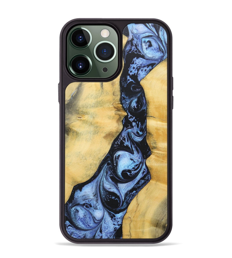 iPhone 13 Pro Max Wood+Resin Phone Case - Rose (Blue, 688489)