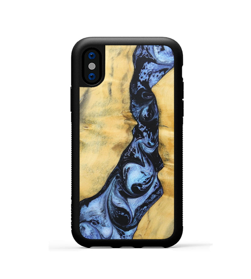 iPhone Xs Wood+Resin Phone Case - Rose (Blue, 688489)