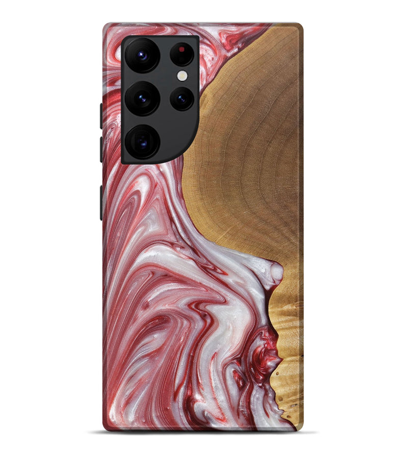 Galaxy S22 Ultra Wood+Resin Live Edge Phone Case - Iesha (Red, 688563)