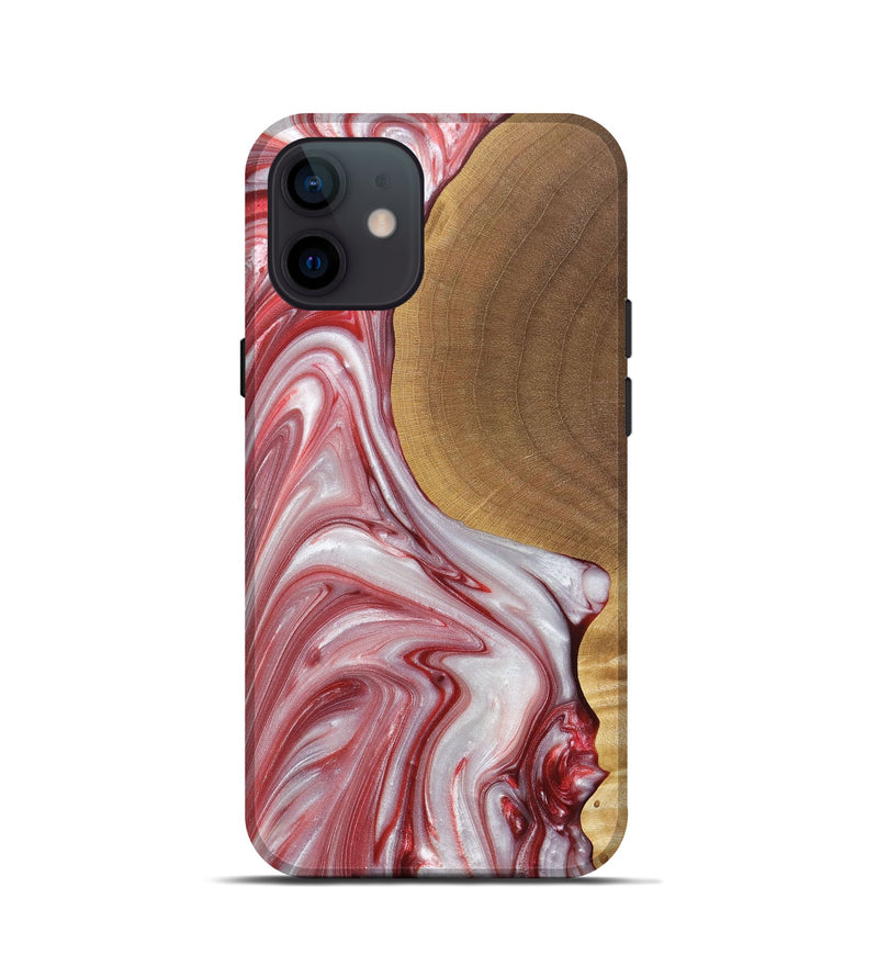 iPhone 12 mini Wood+Resin Live Edge Phone Case - Iesha (Red, 688563)
