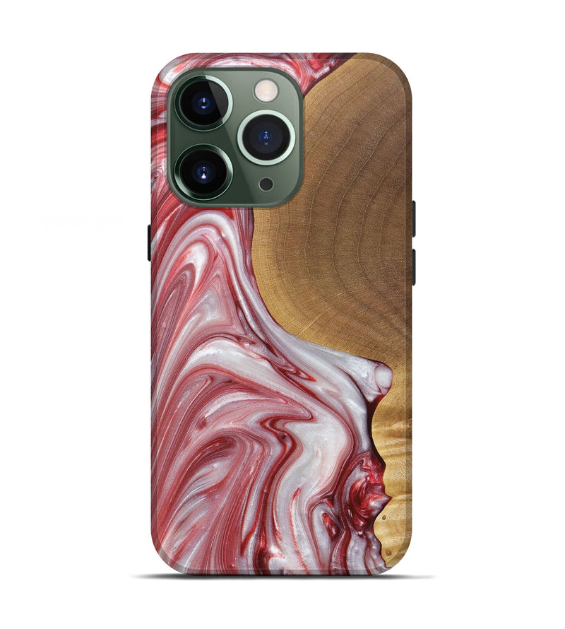 iPhone 13 Pro Wood+Resin Live Edge Phone Case - Iesha (Red, 688563)