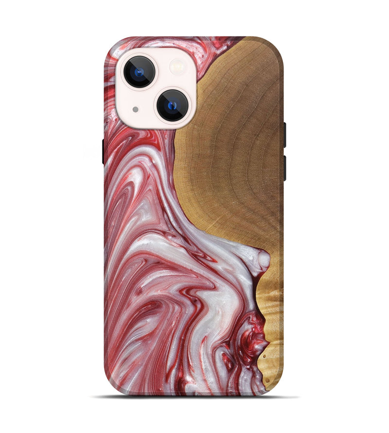 iPhone 14 Wood+Resin Live Edge Phone Case - Iesha (Red, 688563)