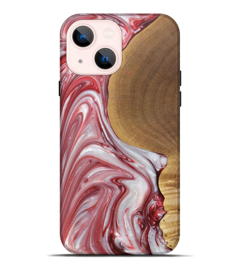 iPhone 14 Plus Wood+Resin Live Edge Phone Case - Iesha (Red, 688563)