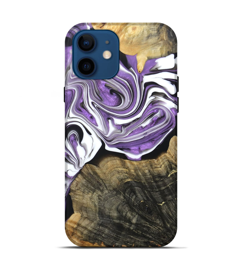 iPhone 12 Wood+Resin Live Edge Phone Case - Jarrett (Purple, 688605)
