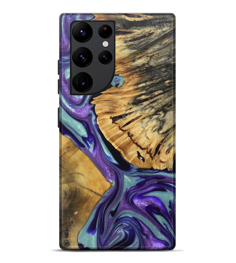Galaxy S22 Ultra Wood+Resin Live Edge Phone Case - Mark (Purple, 688644)