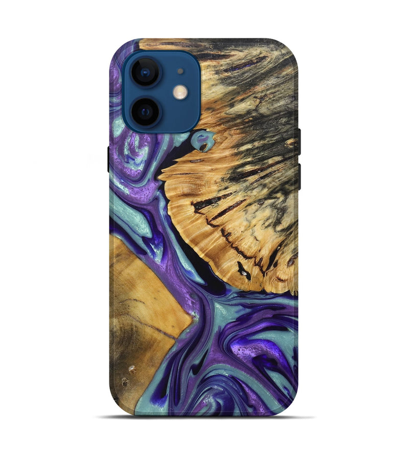 iPhone 12 Wood+Resin Live Edge Phone Case - Mark (Purple, 688644)