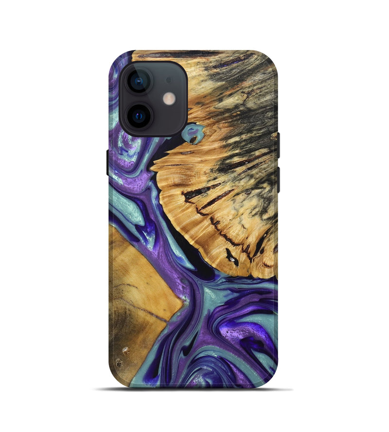 iPhone 12 mini Wood+Resin Live Edge Phone Case - Mark (Purple, 688644)