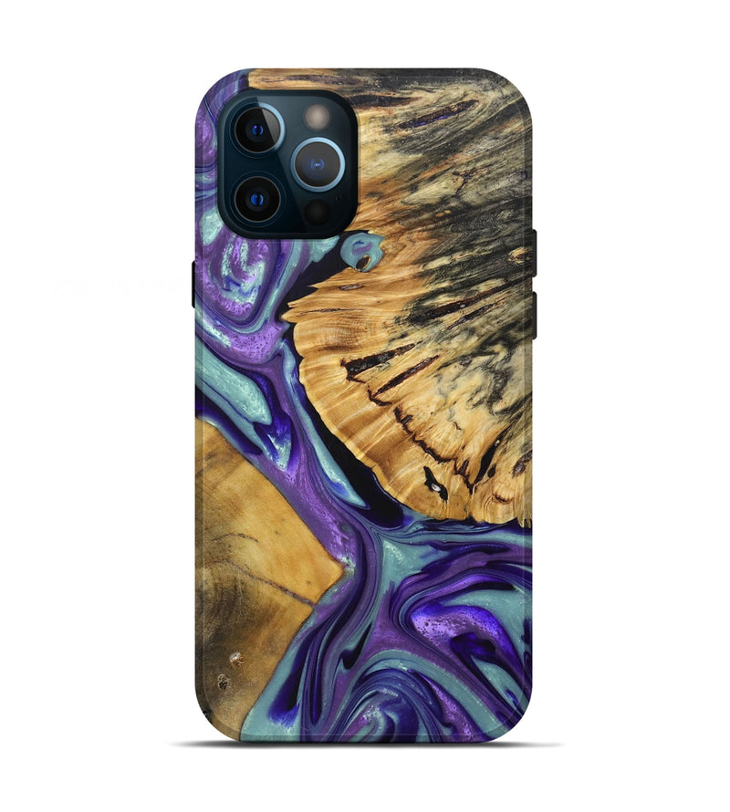 iPhone 12 Pro Wood+Resin Live Edge Phone Case - Mark (Purple, 688644)