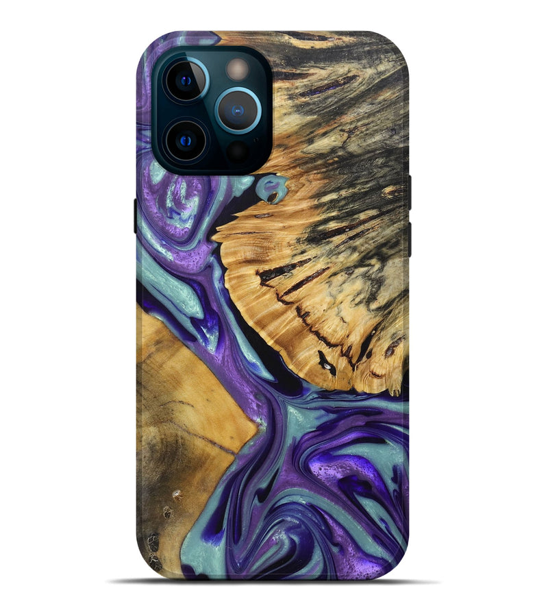 iPhone 12 Pro Max Wood+Resin Live Edge Phone Case - Mark (Purple, 688644)
