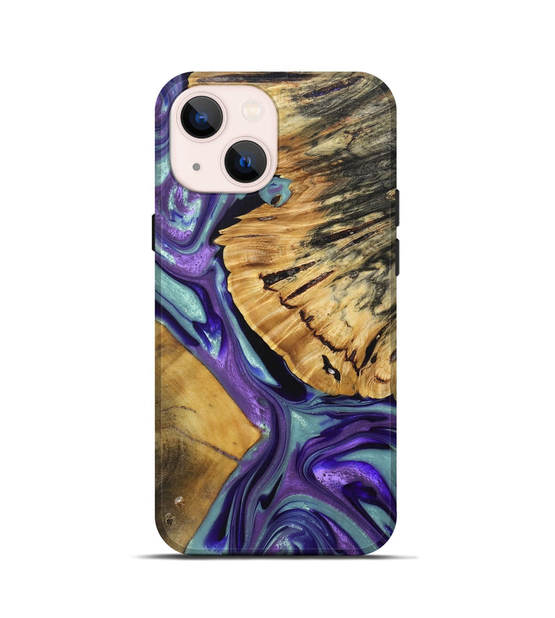 iPhone 13 mini Wood+Resin Live Edge Phone Case - Mark (Purple, 688644)