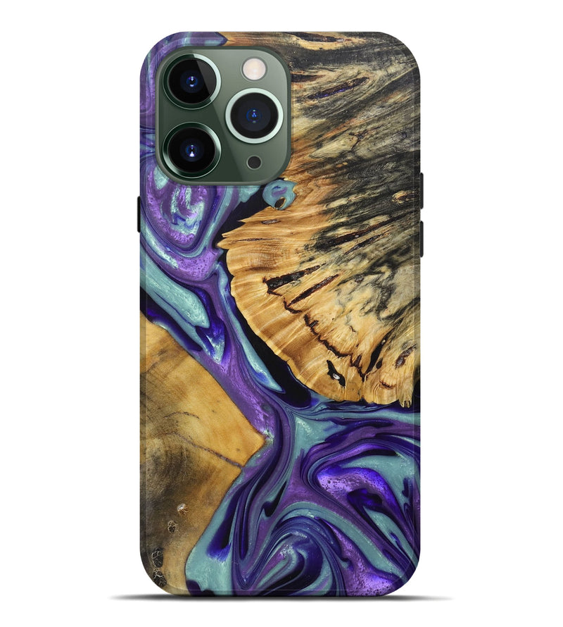 iPhone 13 Pro Max Wood+Resin Live Edge Phone Case - Mark (Purple, 688644)
