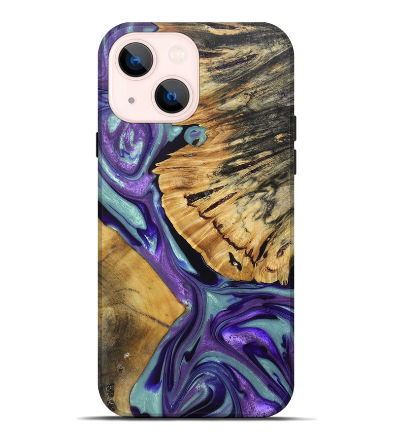 iPhone 14 Plus Wood+Resin Live Edge Phone Case - Mark (Purple, 688644)