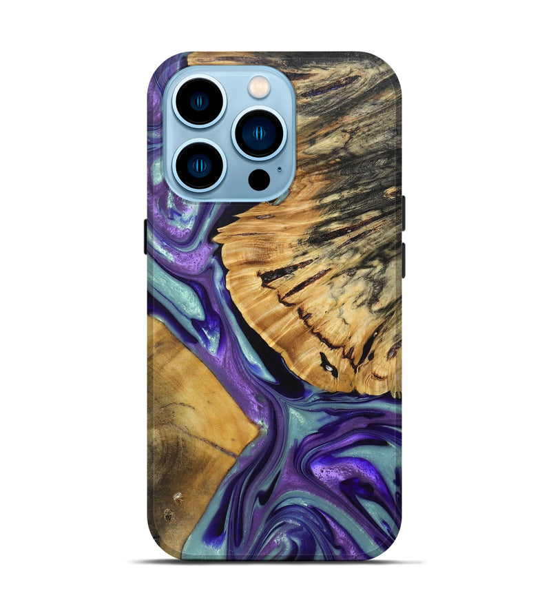 iPhone 14 Pro Wood+Resin Live Edge Phone Case - Mark (Purple, 688644)