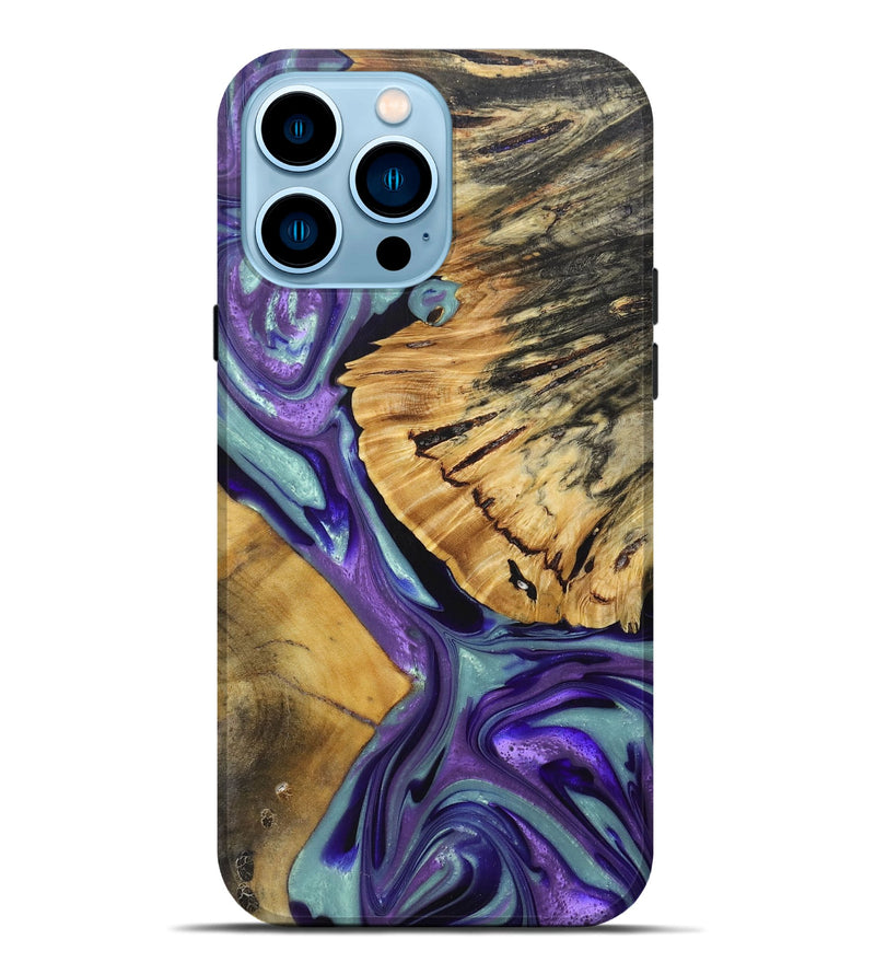iPhone 14 Pro Max Wood+Resin Live Edge Phone Case - Mark (Purple, 688644)