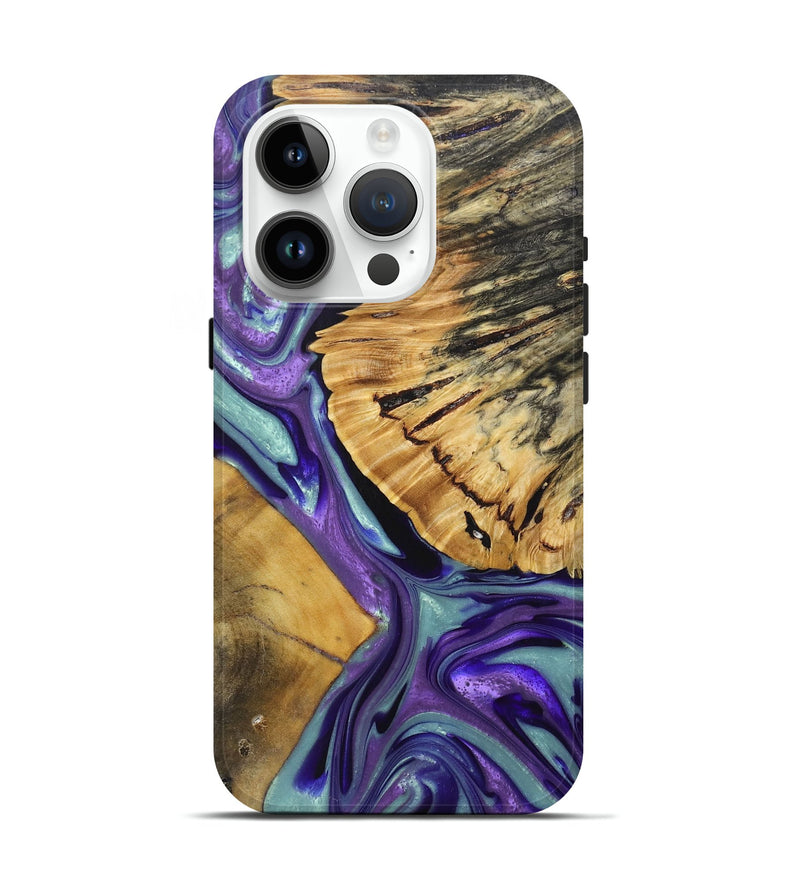 iPhone 15 Pro Wood+Resin Live Edge Phone Case - Mark (Purple, 688644)