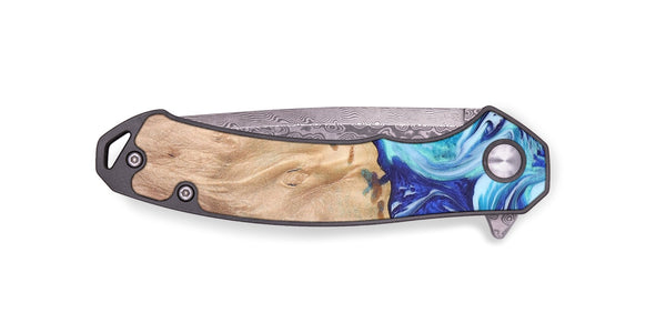 EDC Wood+Resin Pocket Knife - Billie (Blue, 688660)
