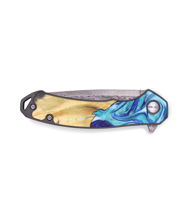 EDC Wood+Resin Pocket Knife - Abby (Blue, 688661)