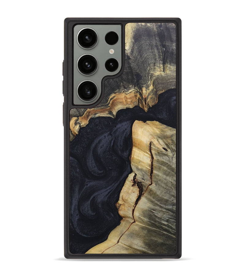 Galaxy S23 Ultra Wood+Resin Phone Case - Victor (Pure Black, 688909)