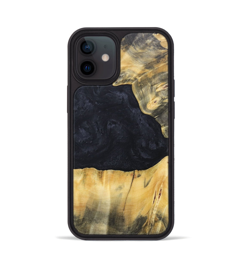 iPhone 12 Wood+Resin Phone Case - Gabrielle (Pure Black, 688920)