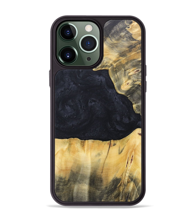 iPhone 13 Pro Max Wood+Resin Phone Case - Gabrielle (Pure Black, 688920)