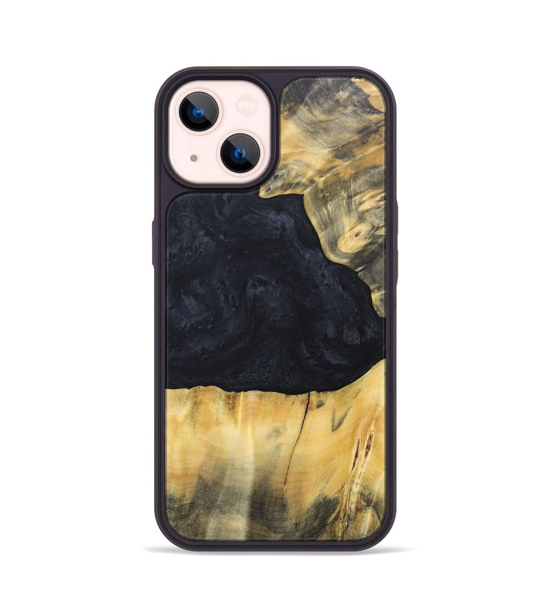 iPhone 14 Wood+Resin Phone Case - Gabrielle (Pure Black, 688920)