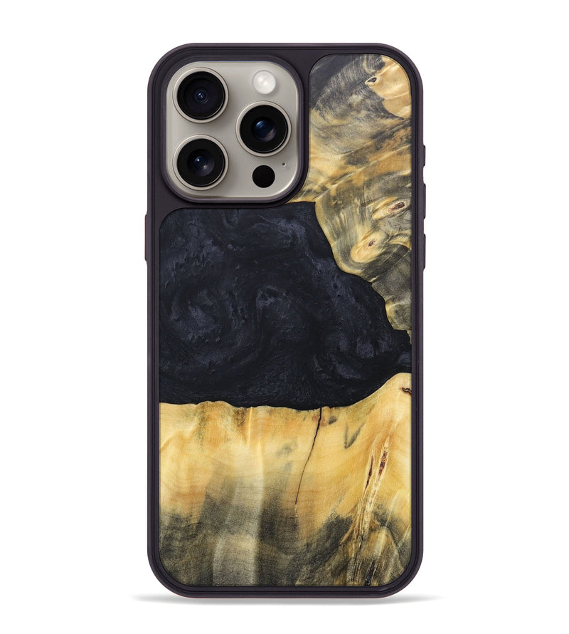 iPhone 15 Pro Max Wood+Resin Phone Case - Gabrielle (Pure Black, 688920)