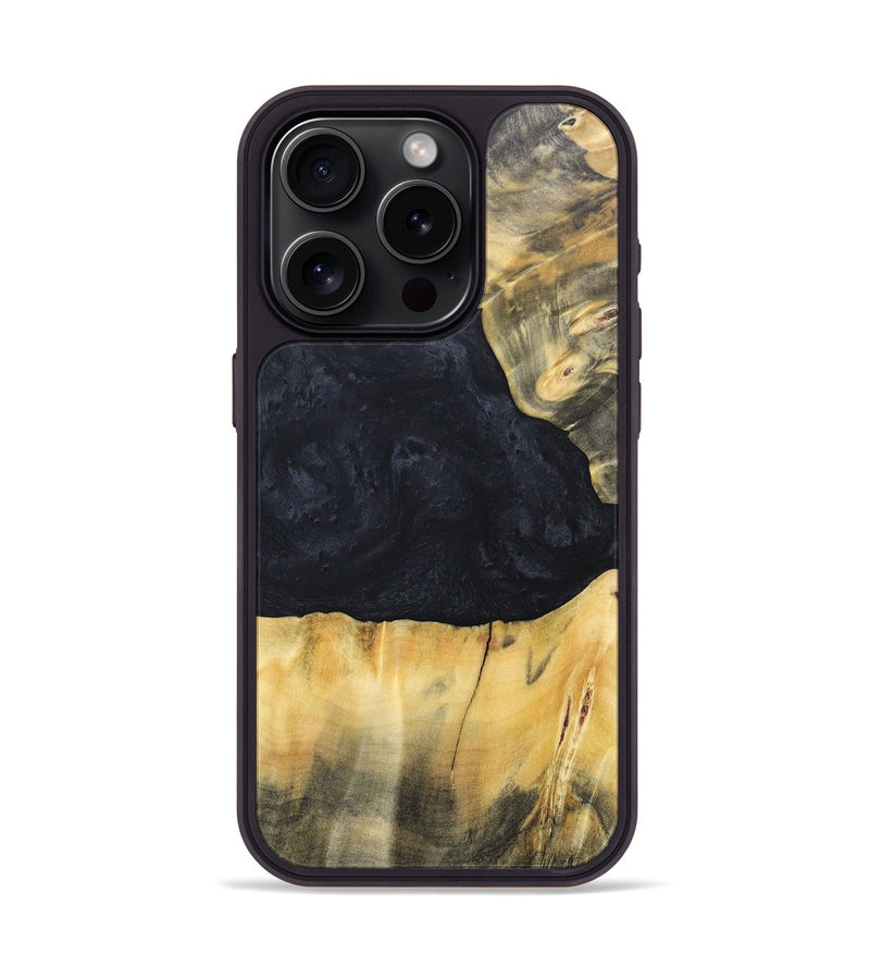 iPhone 15 Pro Wood+Resin Phone Case - Gabrielle (Pure Black, 688920)