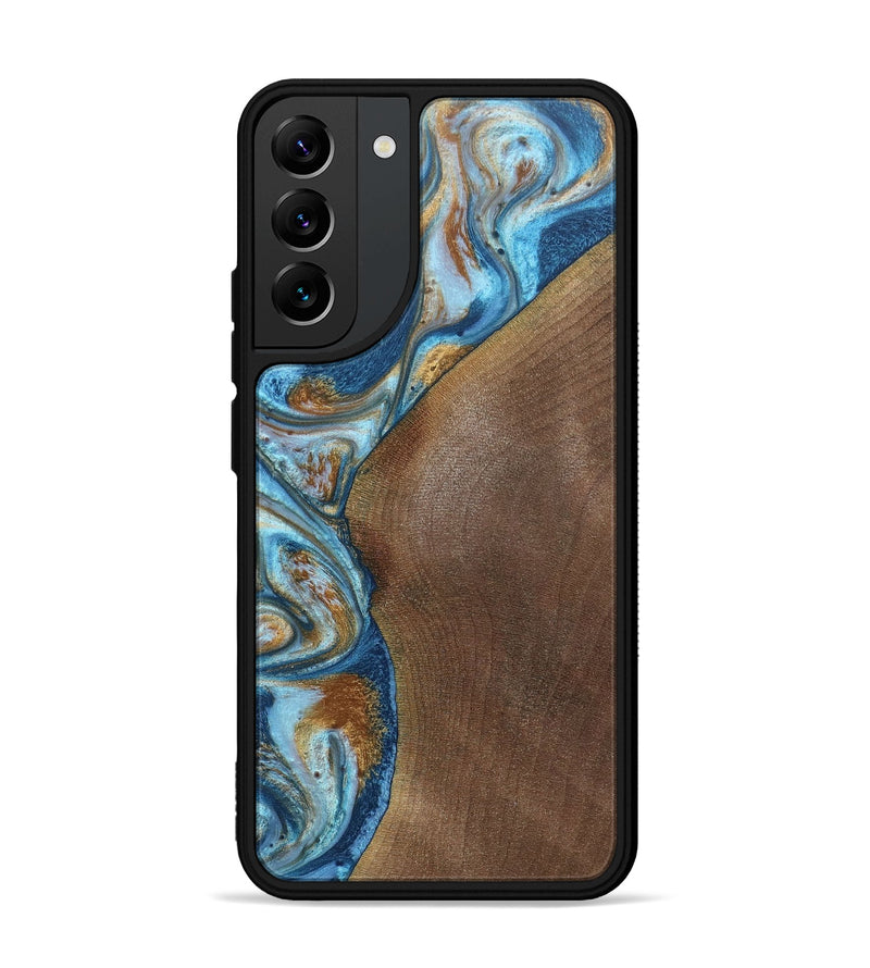 Galaxy S22 Plus Wood+Resin Phone Case - Lance (Teal & Gold, 688928)