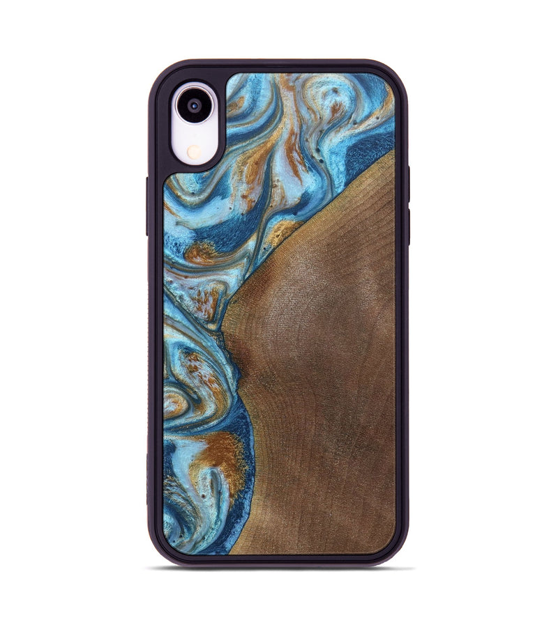 iPhone Xr Wood+Resin Phone Case - Lance (Teal & Gold, 688928)