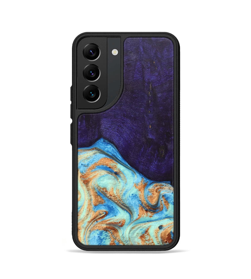 Galaxy S22 Wood+Resin Phone Case - Roosevelt (Teal & Gold, 688930)