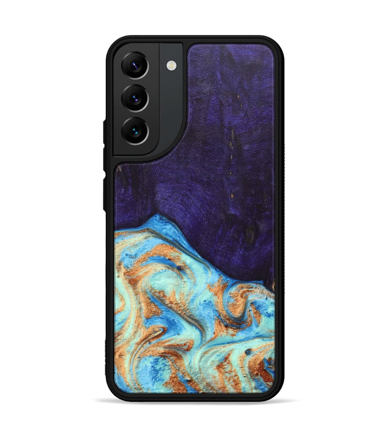 Galaxy S22 Plus Wood+Resin Phone Case - Roosevelt (Teal & Gold, 688930)