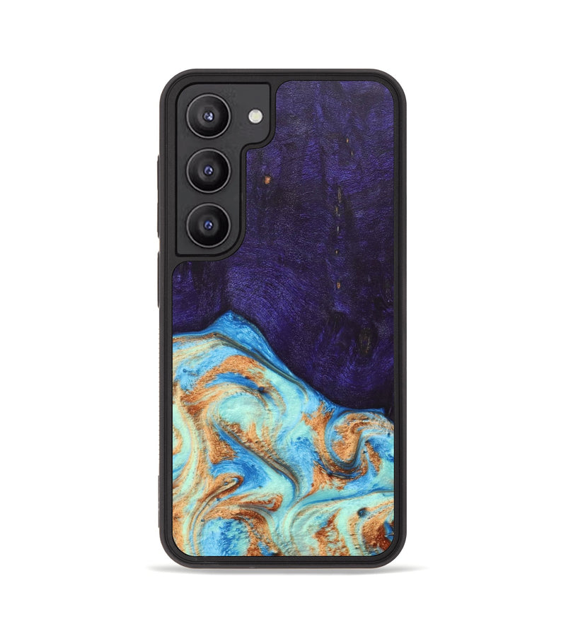 Galaxy S23 Wood+Resin Phone Case - Roosevelt (Teal & Gold, 688930)