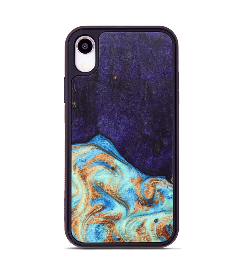 iPhone Xr Wood+Resin Phone Case - Roosevelt (Teal & Gold, 688930)