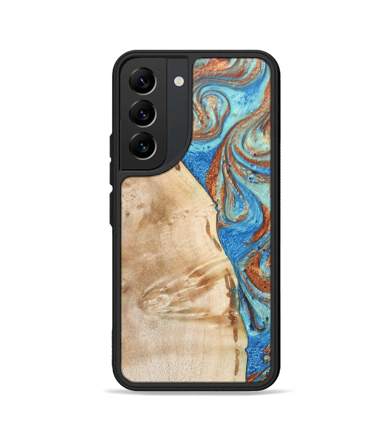 Galaxy S22 Wood+Resin Phone Case - Malik (Teal & Gold, 688933)