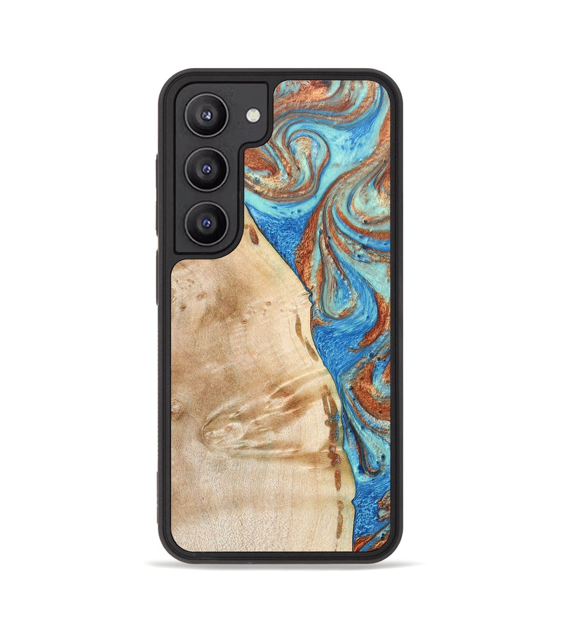 Galaxy S23 Wood+Resin Phone Case - Malik (Teal & Gold, 688933)