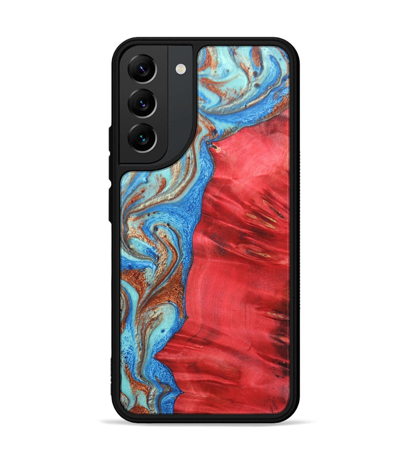 Galaxy S22 Plus Wood+Resin Phone Case - Luca (Teal & Gold, 688934)