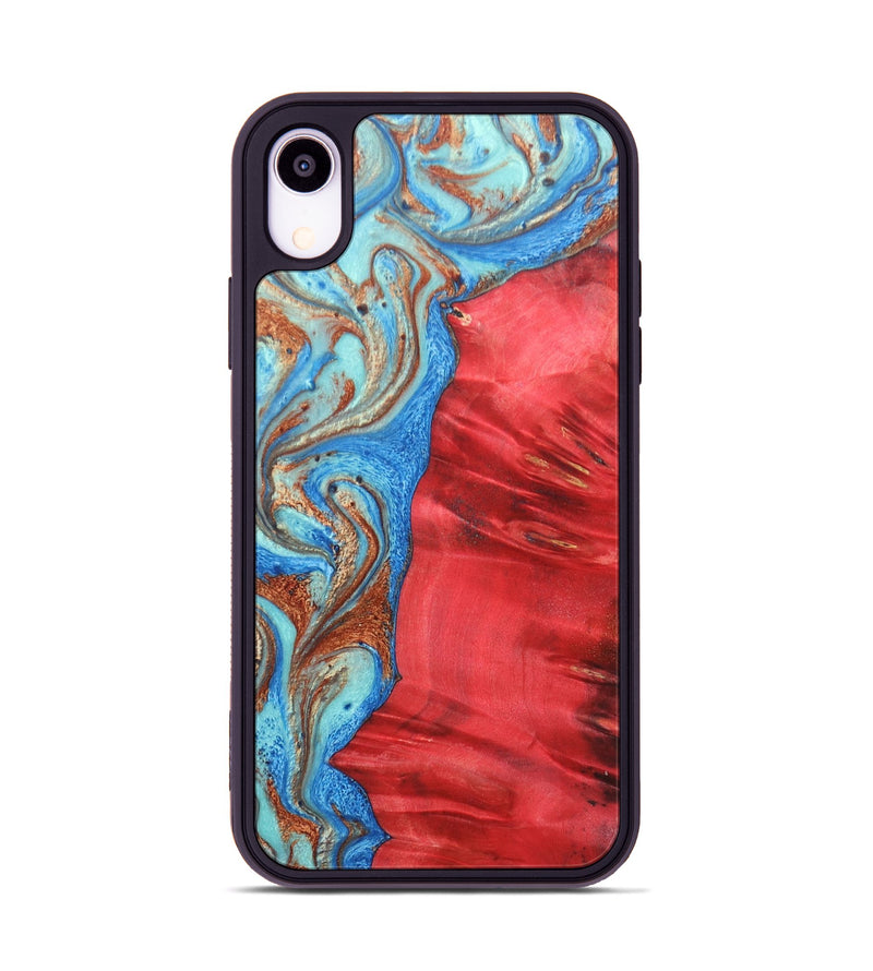 iPhone Xr Wood+Resin Phone Case - Luca (Teal & Gold, 688934)