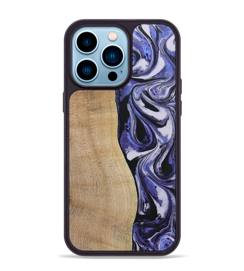 iPhone 14 Pro Max Wood+Resin Phone Case - Belinda (Purple, 688999)