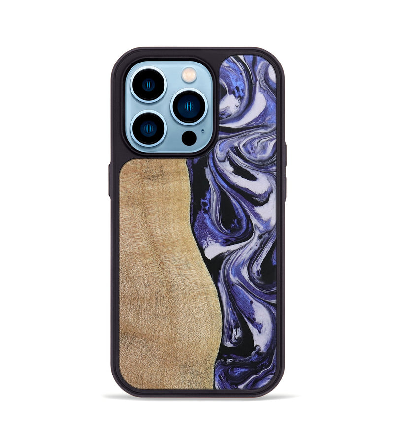 iPhone 14 Pro Wood+Resin Phone Case - Belinda (Purple, 688999)