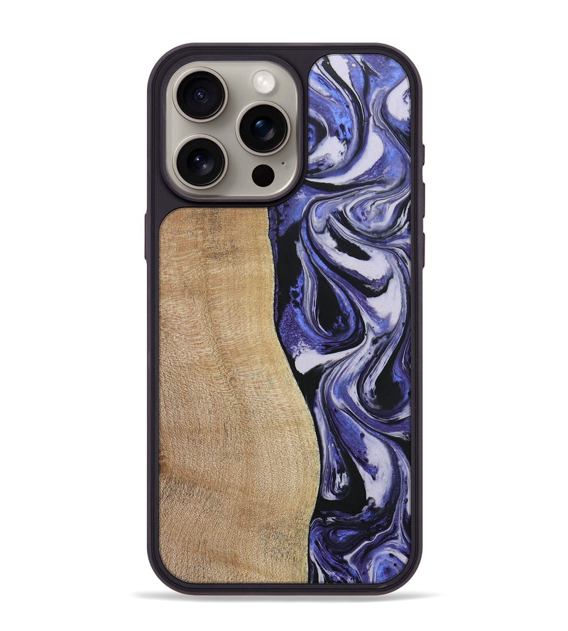 iPhone 15 Pro Max Wood+Resin Phone Case - Belinda (Purple, 688999)