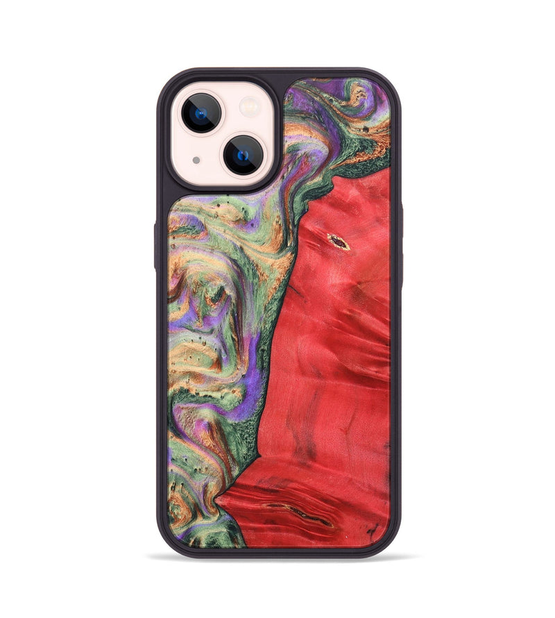 iPhone 14 Wood+Resin Phone Case - Juan (Green, 689261)