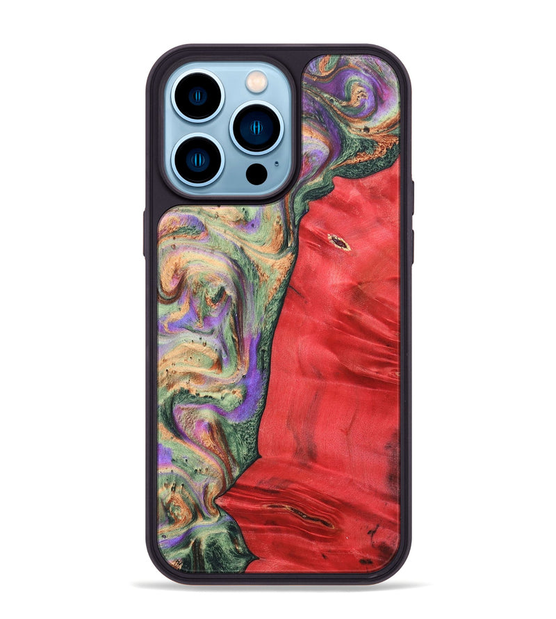 iPhone 14 Pro Max Wood+Resin Phone Case - Juan (Green, 689261)