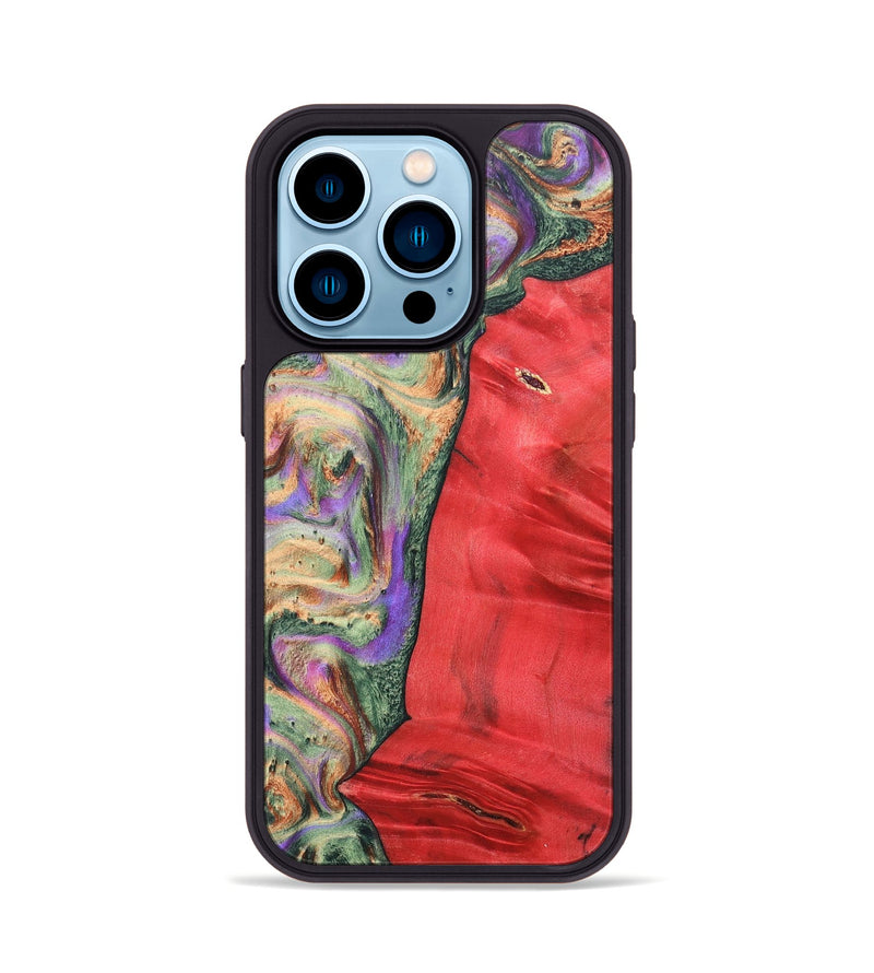 iPhone 14 Pro Wood+Resin Phone Case - Juan (Green, 689261)