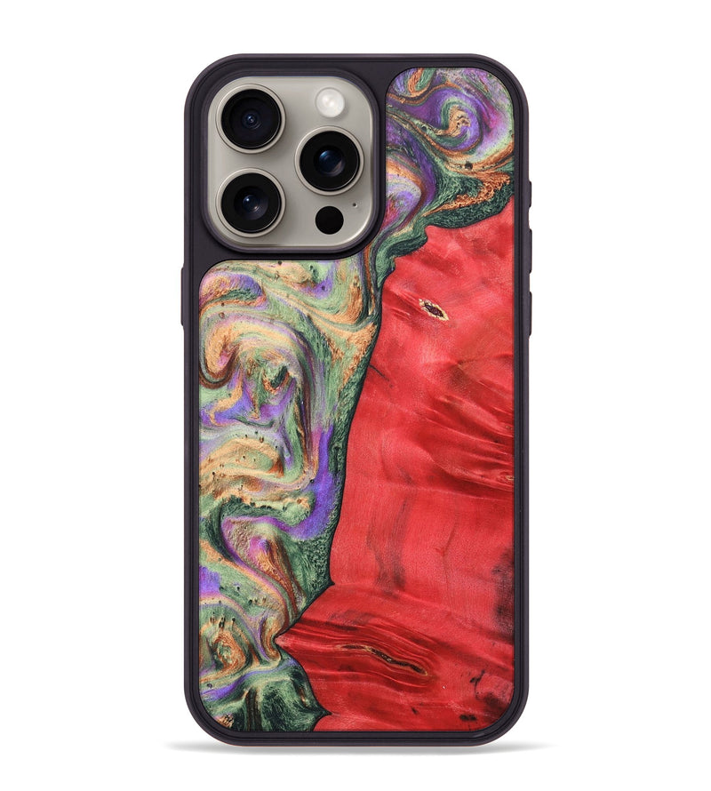 iPhone 15 Pro Max Wood+Resin Phone Case - Juan (Green, 689261)