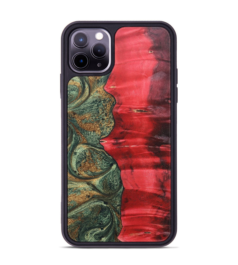 iPhone 11 Pro Max Wood+Resin Phone Case - Jarod (Green, 689266)