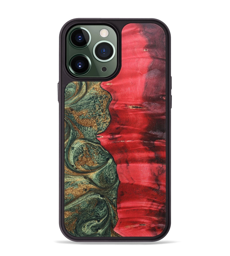 iPhone 13 Pro Max Wood+Resin Phone Case - Jarod (Green, 689266)