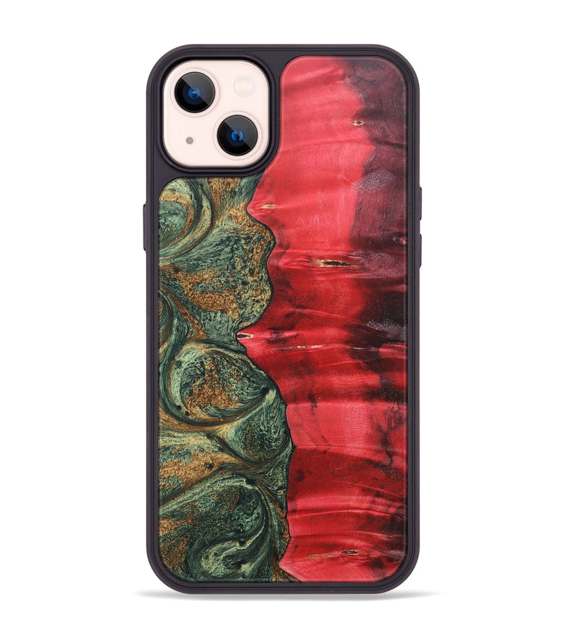 iPhone 14 Plus Wood+Resin Phone Case - Jarod (Green, 689266)
