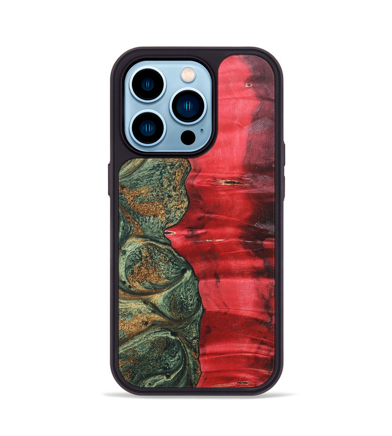 iPhone 14 Pro Wood+Resin Phone Case - Jarod (Green, 689266)